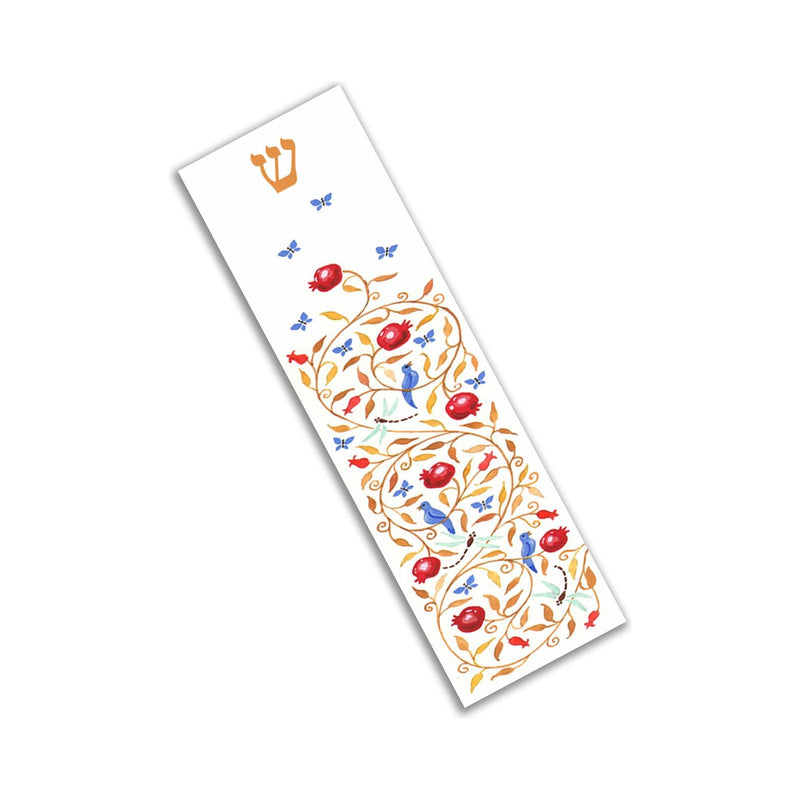Pomegranates Butterfly Judaic Car Mezuzah Traveler's Mezuzah by Mickie Caspi 0.5" × 2.5"