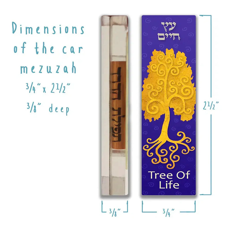 Gold Tree of Life Car Mezuzah By Mickie Caspi Traveler's Prayer included