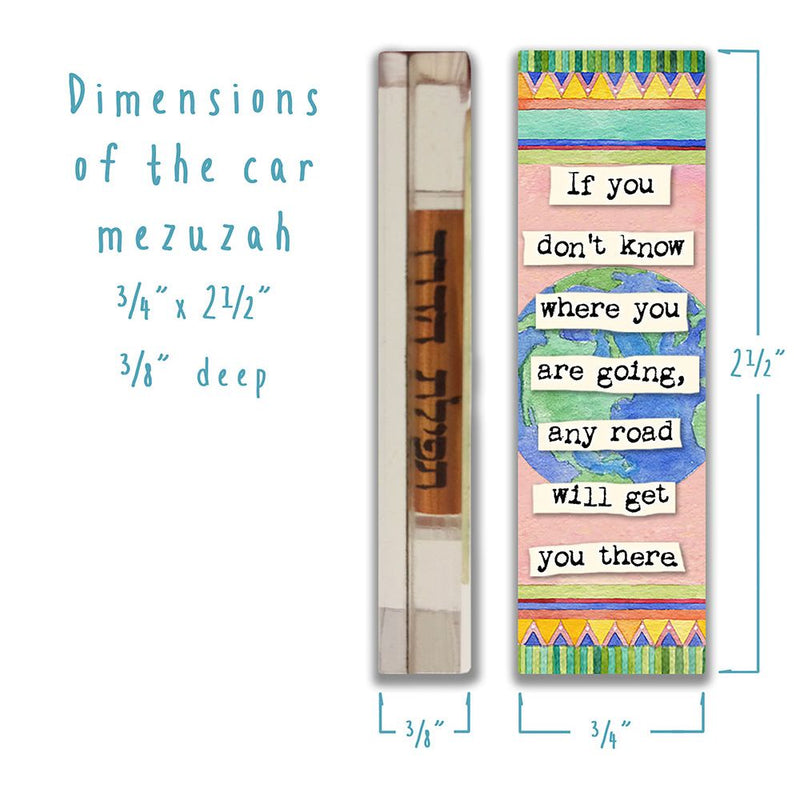 Artistic Car Mezuzah Any Road Will get you there Traveler Prayer Tefillat HaDerech By Mickie Caspi