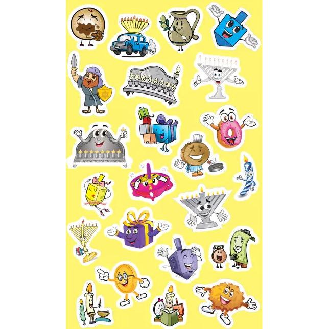 Chanukah Colorful Jewish Stickers Funny Faces