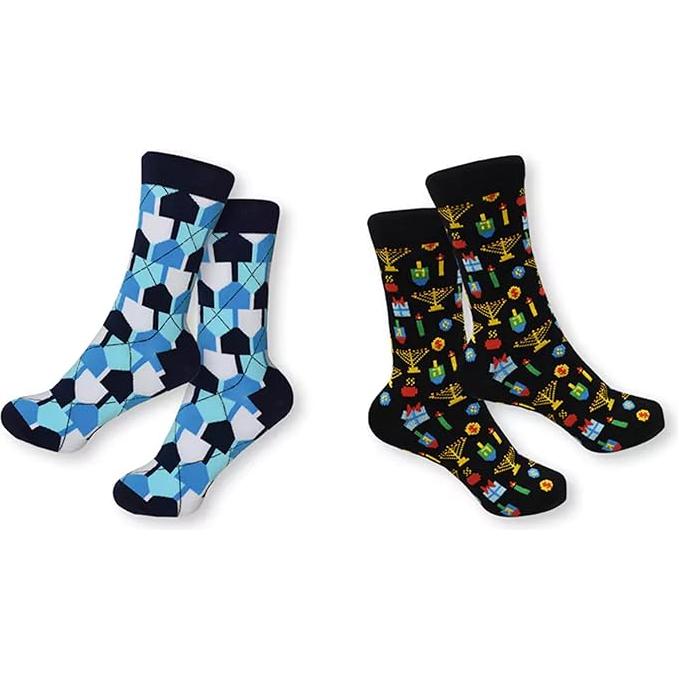 Chanukah Holidays Socks Adult Set of 2 65% Cotton 35% Nylon