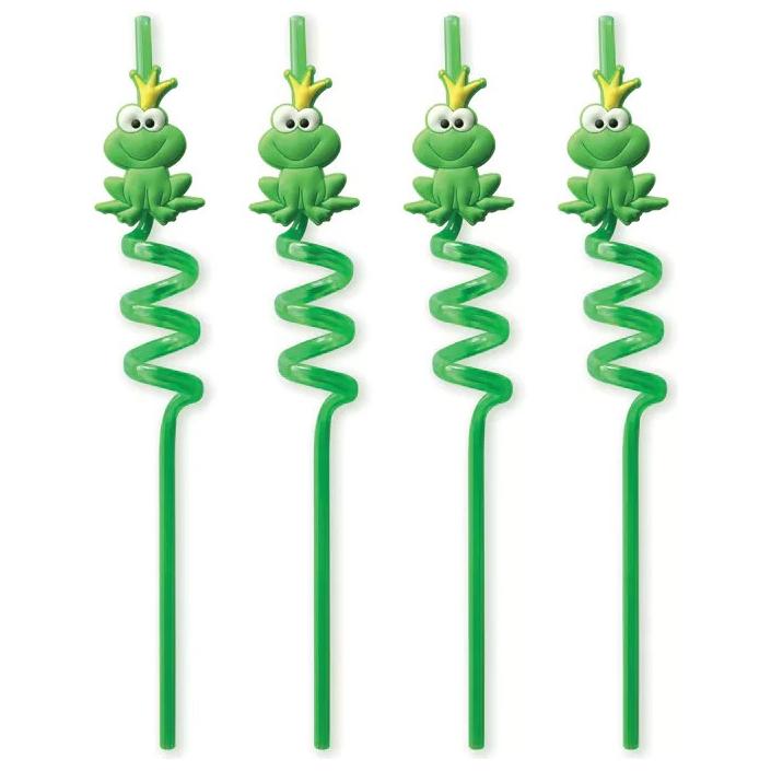 Colorful Whimsical Passover Frog shaped Straws Set of 4