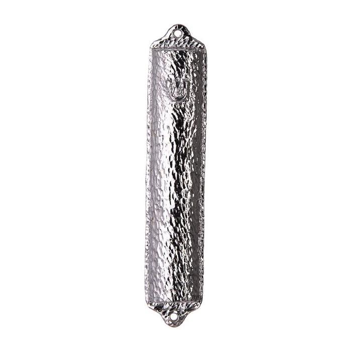 Hammered Silver Stainless Steel Mezuzah 4.5" Kosher $55 Parchment included