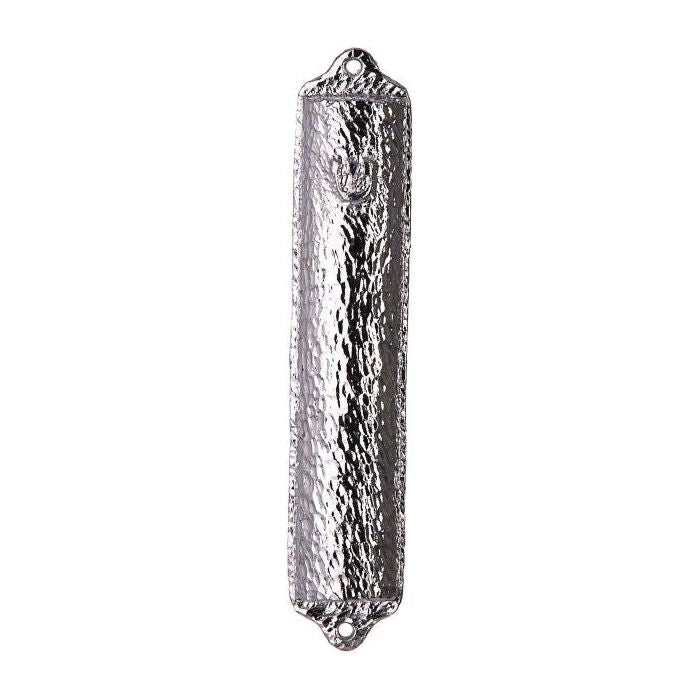 Hammered Silver Stainless Steel Mezuzah 4.5" Kosher $55 Parchment included
