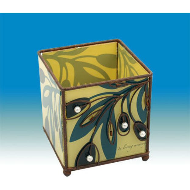 Art Silk on Glass Memorial Candleholder Seven Species Olives An original design by Barbara Matzner