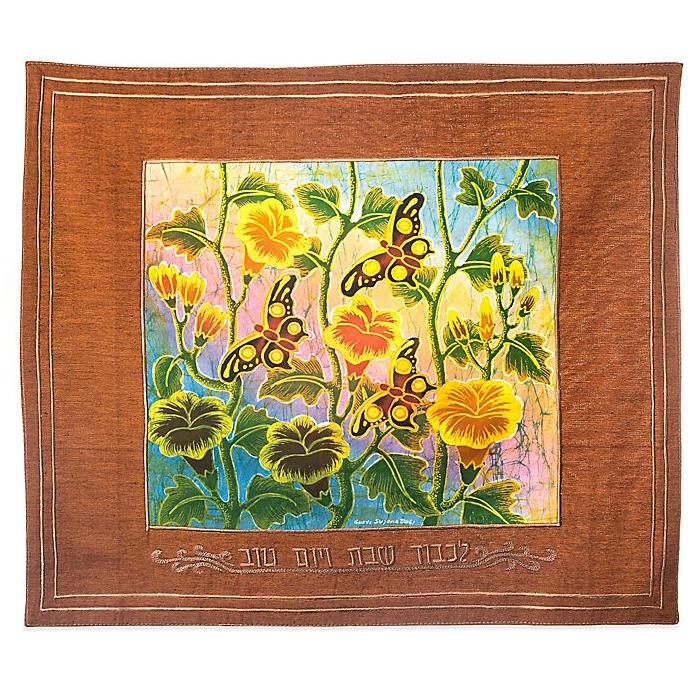 Hand Painted Batik Butterfly Motif Challah Cover 100% Cotton Color Purple only Made in Bali