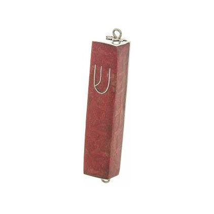 Artisan Bali Chai Collection Red Coral 925 Sterling Silver Mezuzah Kosher Parchment included