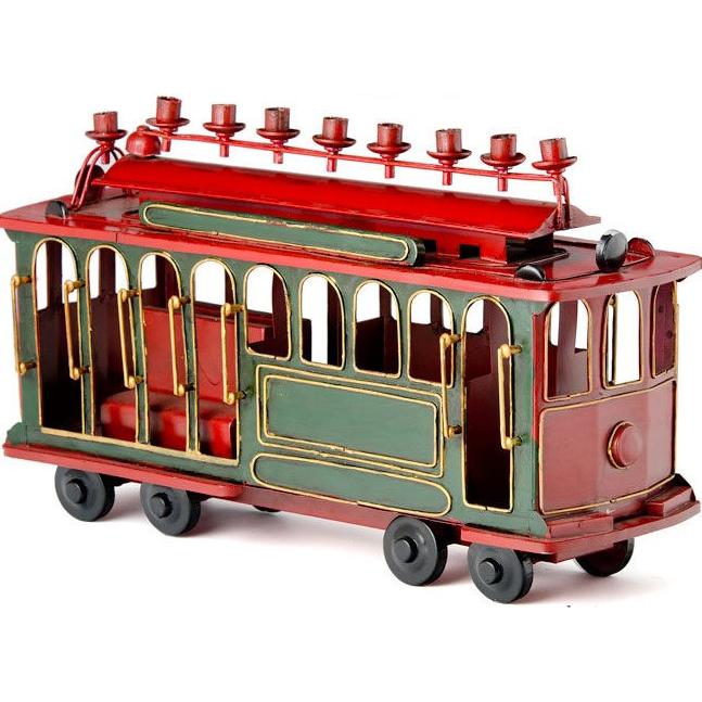 Collectible Trolley Metal Chanukah Menorah