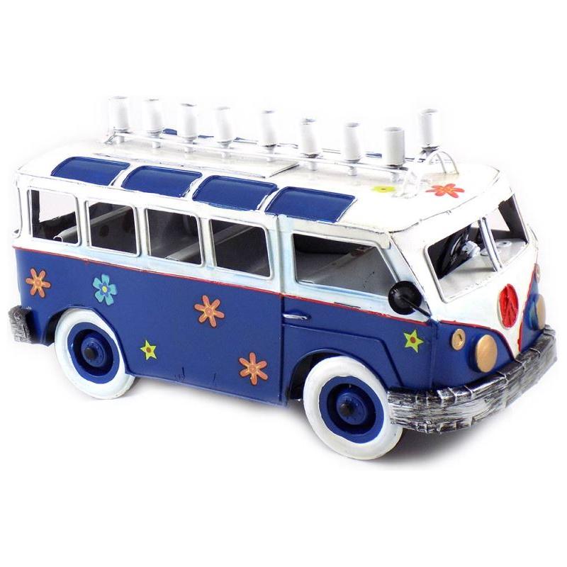 Classic 60s Chanukah Menorah Wheeling Groovy Flower Power Bus Hand Made