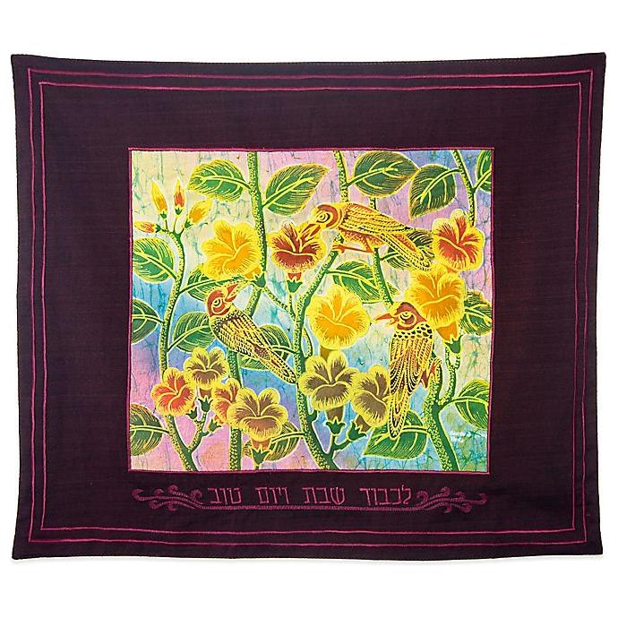 Hand Painted Batik Songbirds Motif Challah Cover 100% Cotton Made in Bali