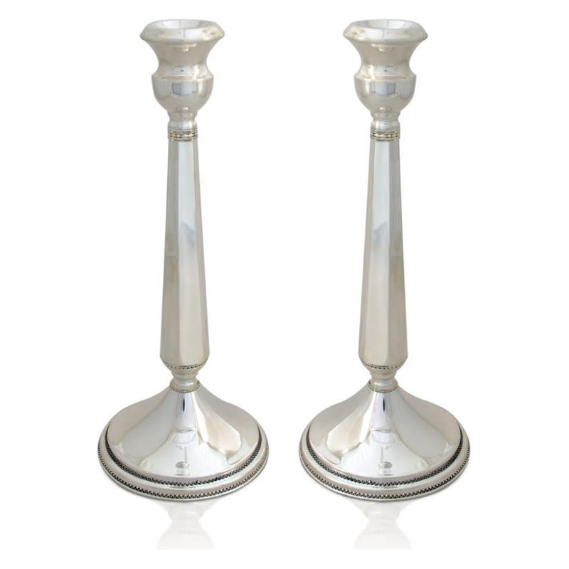 925 Sterling Silver Shabbat Candlesticks 10.5" Made in Israel By Nadav