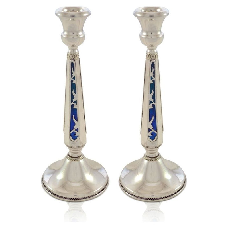 30% off 8.25" Classic Enamel 925 Sterling Silver Shabbat Candlesticks Hand Made in Israel by NADAV