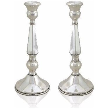 925 Sterling Silver Filigree Large Shabbat Candlesticks 11.5" Made in Israel By Nadav