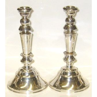 925 Sterling Silver Shabbat Candlesticks Antique Style 7''