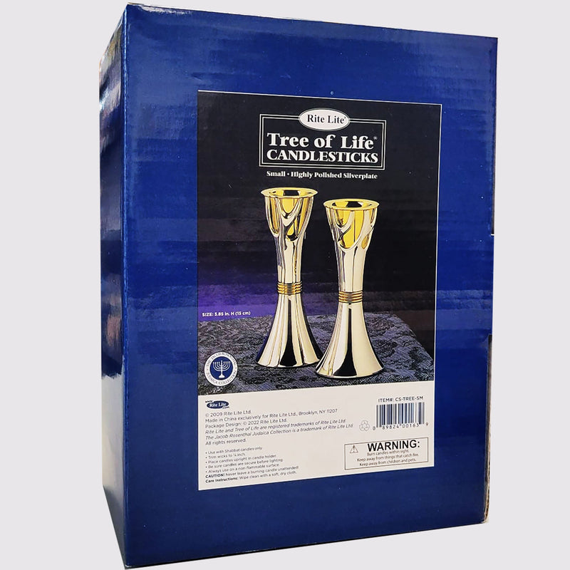Etz Chaim Tree of Life Shabbat Zinc Alloy Candlesticks from ROSENTHAL COLLECTION - Small