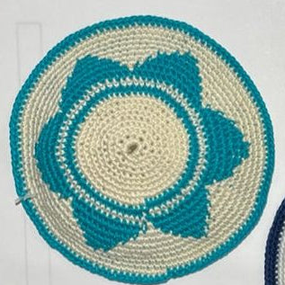 Baby Boy Child Crochet Knit Kippah Star of David Yarmulke 4.25"  Custom Hand Made