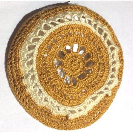 Designer Ladies Crochet Lace Kippah / Hair Covering for Women Honey / Cream Hand Made