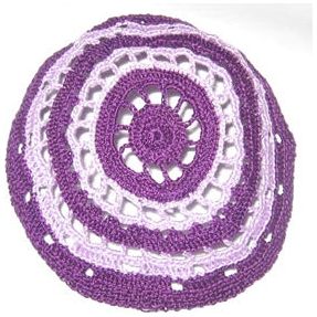 Designer Ladies Womens Kippah / Hair Covering Purple / Lilac Crochet Lace Custom Hand Made Great for