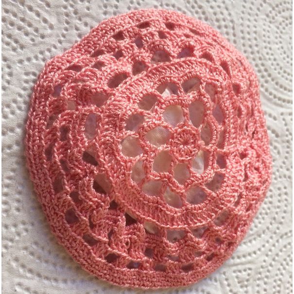 Ladies Crochet Lace Kippah / Hair Covering for Women Rose / Pink Custom Made in USA