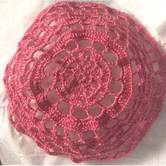 Ladies Crochet Lace Kippah / Hair Covering for Women Rose / Pink Custom Made in USA