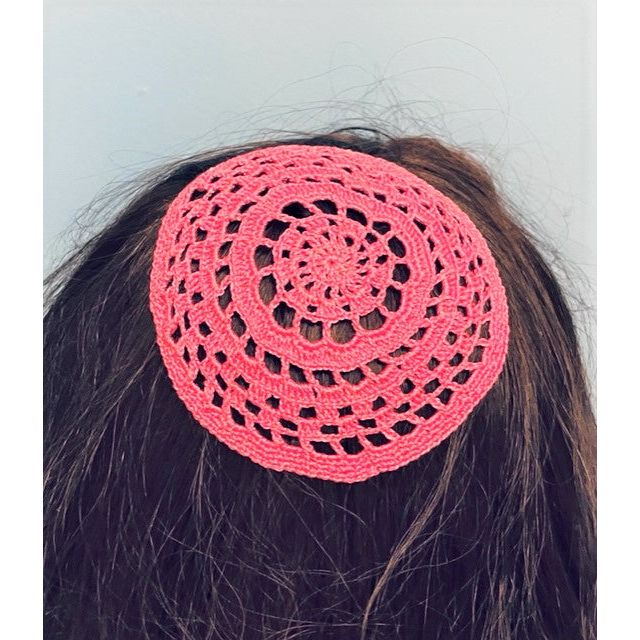 Ladies Crochet Lace Kippah / Hair Covering for Women Rose / Pink Custom Made in USA