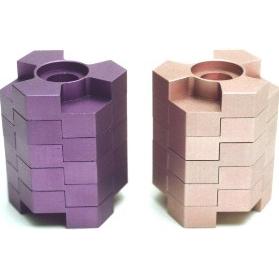 Lego Stack Multicolor Reversible Menorah Candlesticks By Dabbah Color : PINK / RED /SILVER