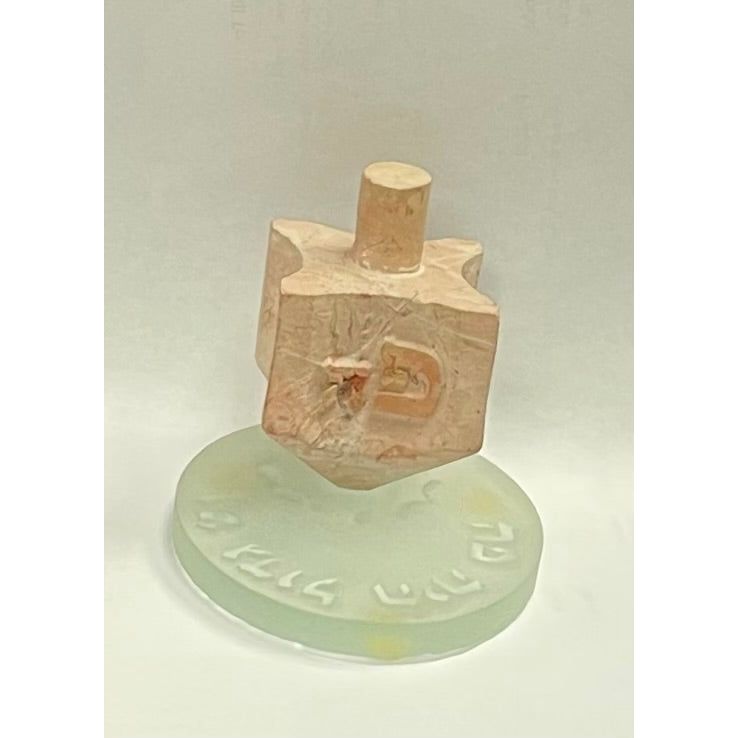 Collectible Jerusalem Stone ART GRAND Chanukah Dreidel with Base