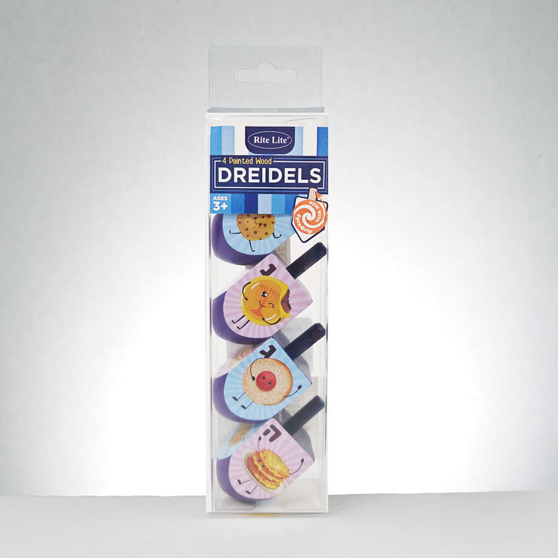 Large Hand-painted Whimsical Foods Wood Dreidels Set of 4