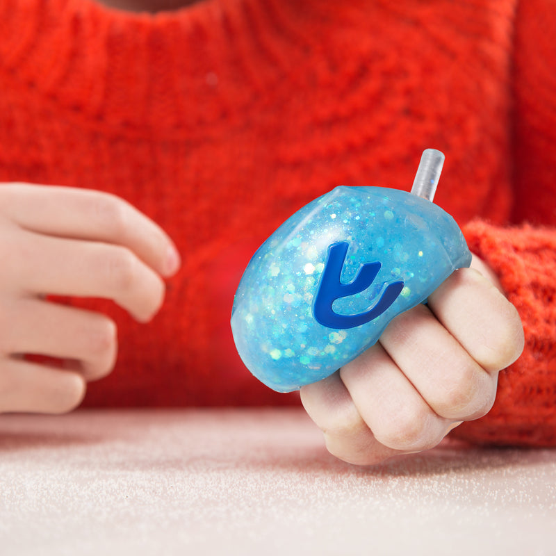 Squish Dreidel™ Filled With Iridescent Glitter Fun to Squeeze! Great Sensory Feel!