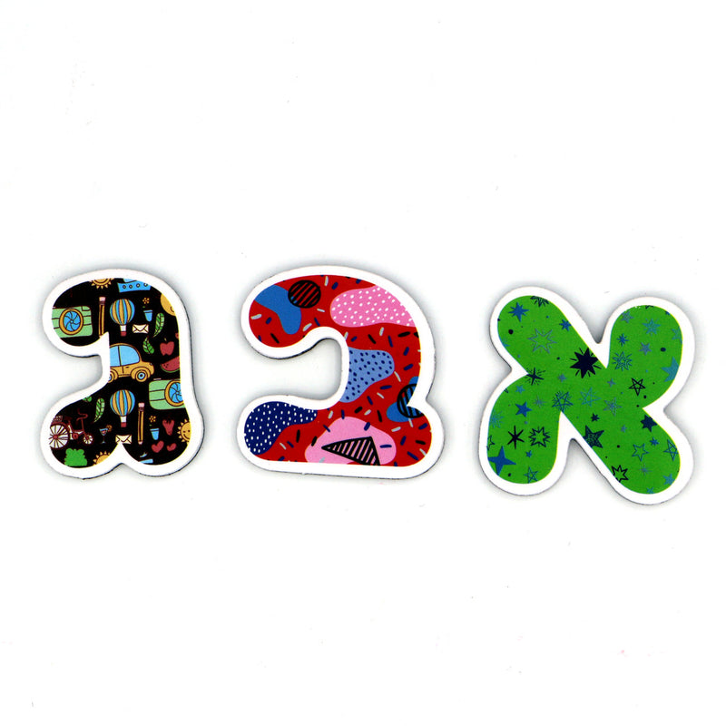 Otiyot Magnetiyot Aleph Bet Colored Pattern Magnet Letters