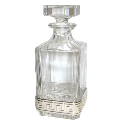 925 Sterling Silver Greek Design Crystal Wine Decanter Sale Price!