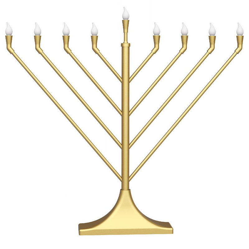 Large Display LED Electric Menorah Angled Rambam Shape - GOLD 23" High