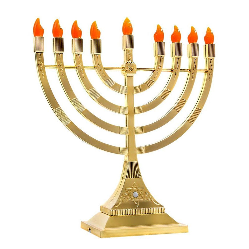 LED Electronic Menorah - Battery or USB Powered Available in Silver or Gold