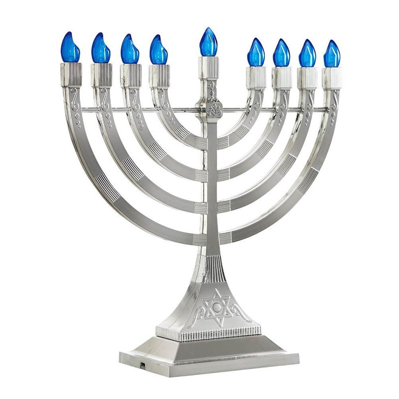 LED Electronic Menorah - Battery or USB Powered Available in Silver or Gold
