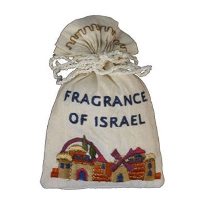 Embroidered Silk Havdalah Spice Besamim Bag Jerusalem Made in Israel By Emanuel
