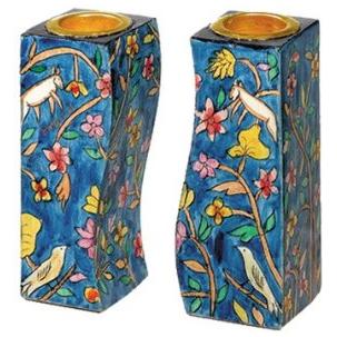 Fitted Shabbat Candlesticks "Floral" Hand Made in Israel By Emanuel
