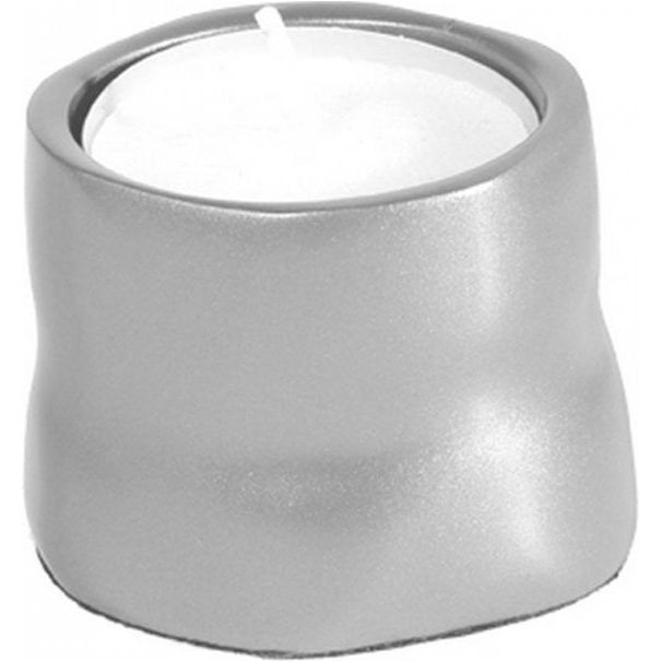 Anodized Aluminum Tea Light Single Candle Holder Silver Matte
