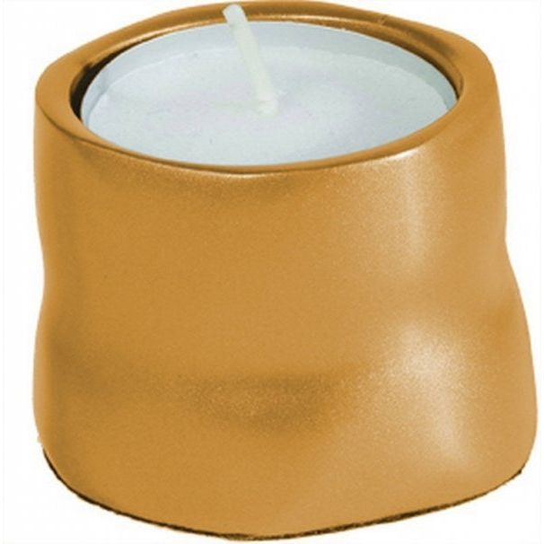 Anodized Aluminum Tea Light Single Candle Holder Gold (