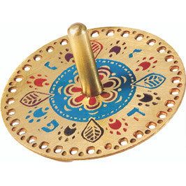 Collector's Laser Cut Round Oriental Multicolor Metal Chanukah Dreidel By Emanuel Color may vary