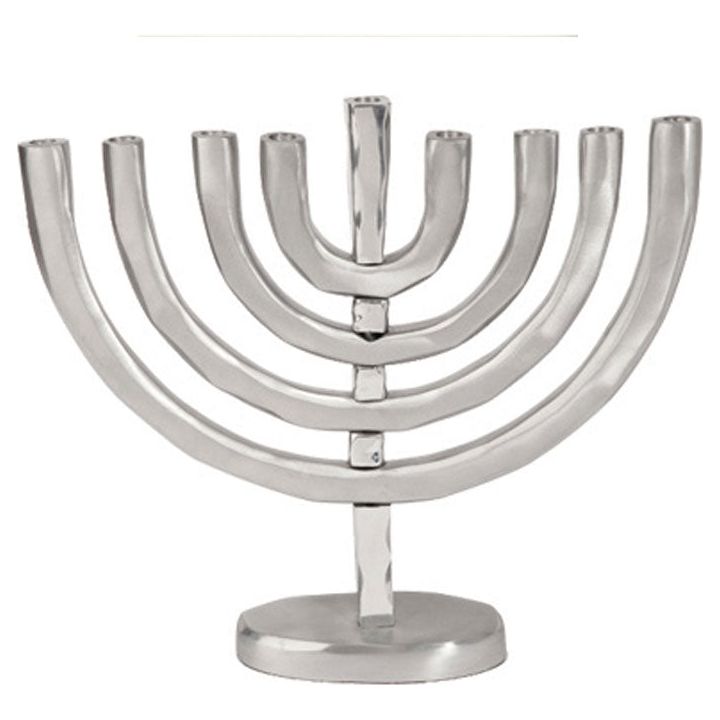 Anodized Aluminum Classic Chanukah Menorah in Silver Made in Israel by Emanuel