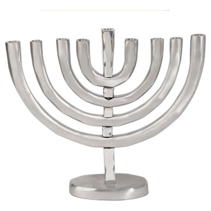 Anodized Aluminum Classic Chanukah Menorah in Silver Made in Israel by Emanuel