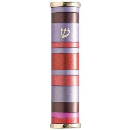 Anodized Aluminum Mezuzah Multicolor Made in Israel By Emanuel 4 designs Kosher Parchment included