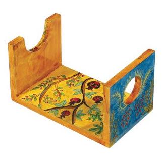 Colorful Shofar Stand Seven Species of Israel Hand Painted By Emanuel