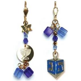 Chanukah Leverback Earrings Gold Plated Earwires By Susan Fischer Weis