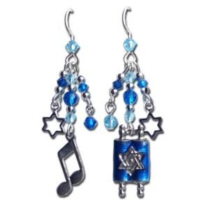 Simchat TORAH Musical 925 Sterling Silver Jewish Earrings By Susan Fischer Weis