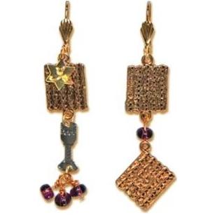 PASSOVER / PESACH / Matzos Earrings By Susan Fischer Weis - Gold Plated Earwires