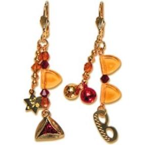 Purim Leverback Earrings Gold Plated Earwires By Susan Fischer Weis