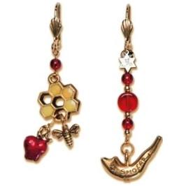 Rosh HaShana Leverback Earrings Gold Plated Earwires - Design: Susan Fischer Weis