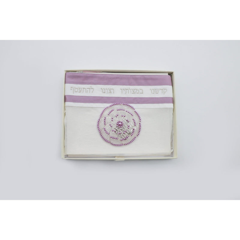 Arizona Women' s Tallit Shades of Pink Silver Embroidery set of 3 Made by ERETZ in Israel