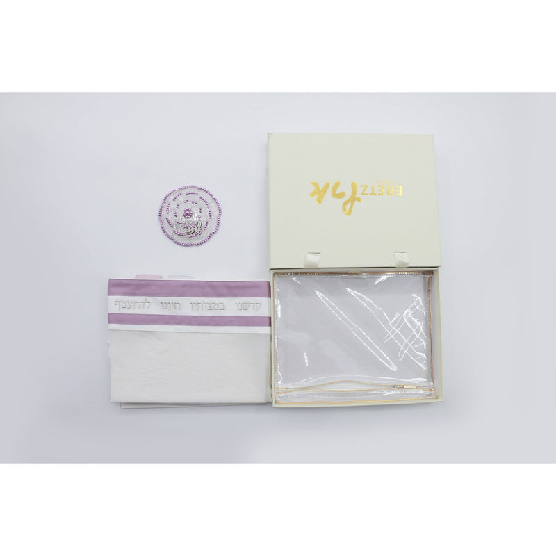 Arizona Women' s Tallit Shades of Pink Silver Embroidery set of 3 Made by ERETZ in Israel